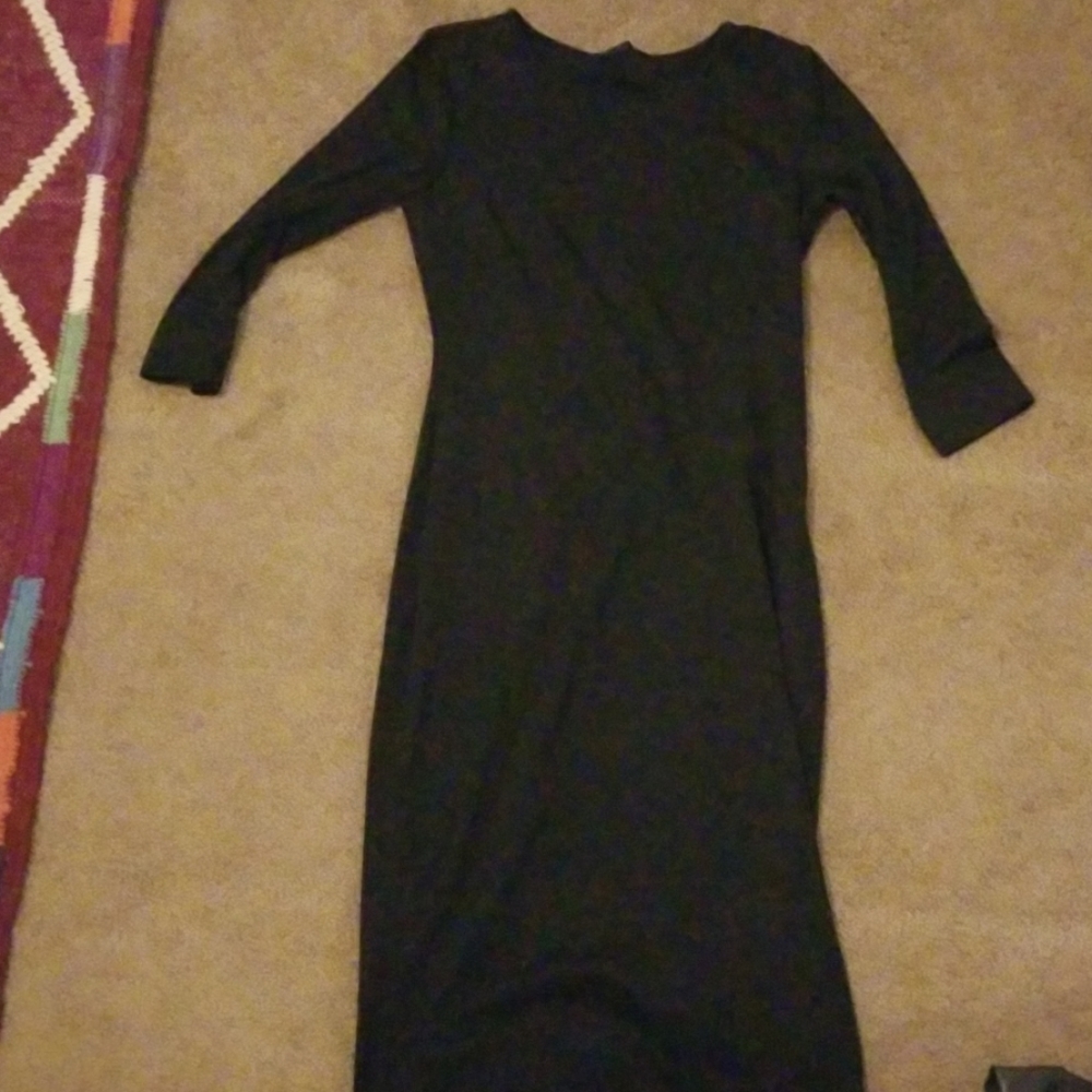 Black calf length dress